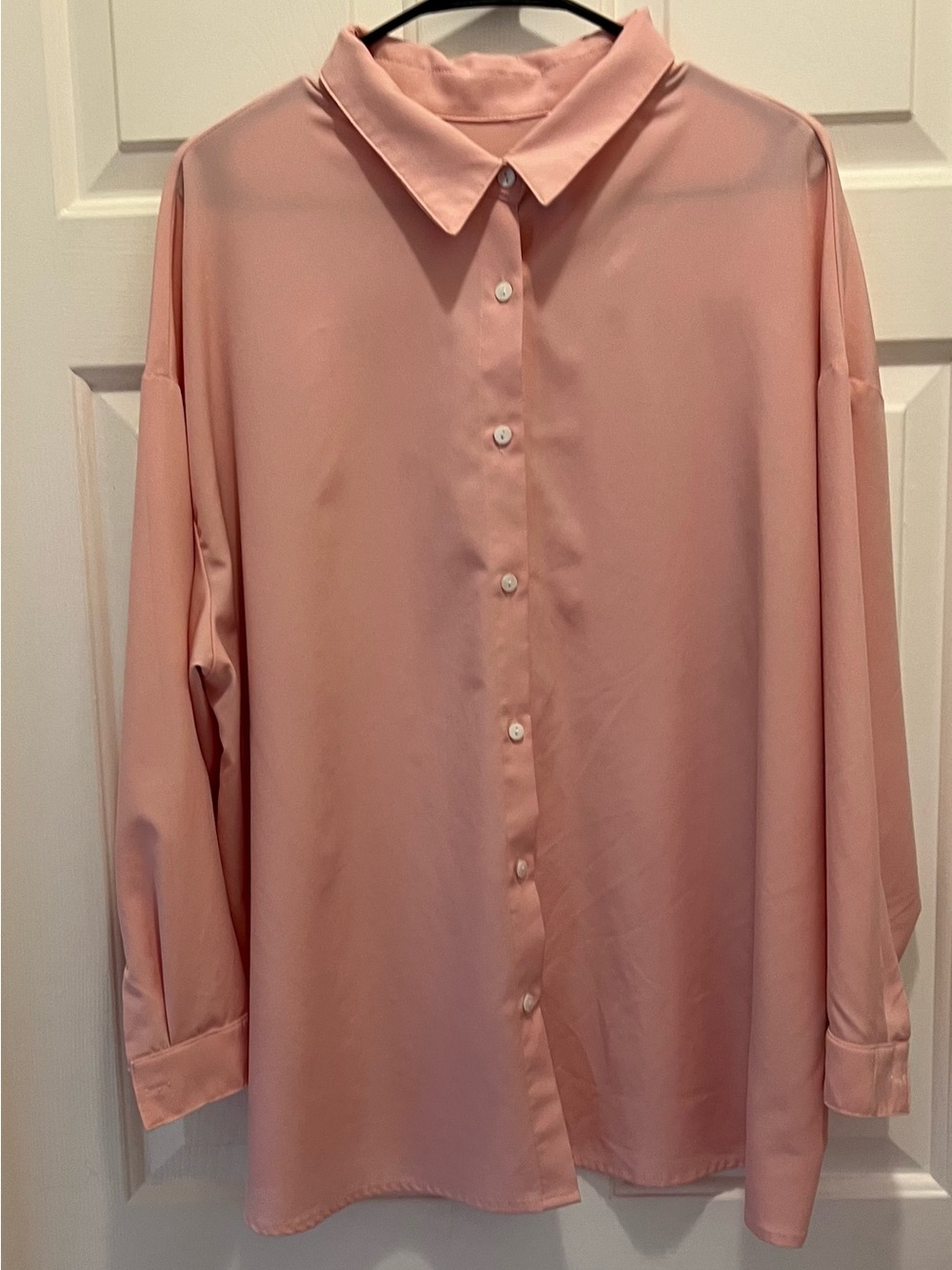 Pink Oversized Flowing Button-Down Shirt | Size 1XL